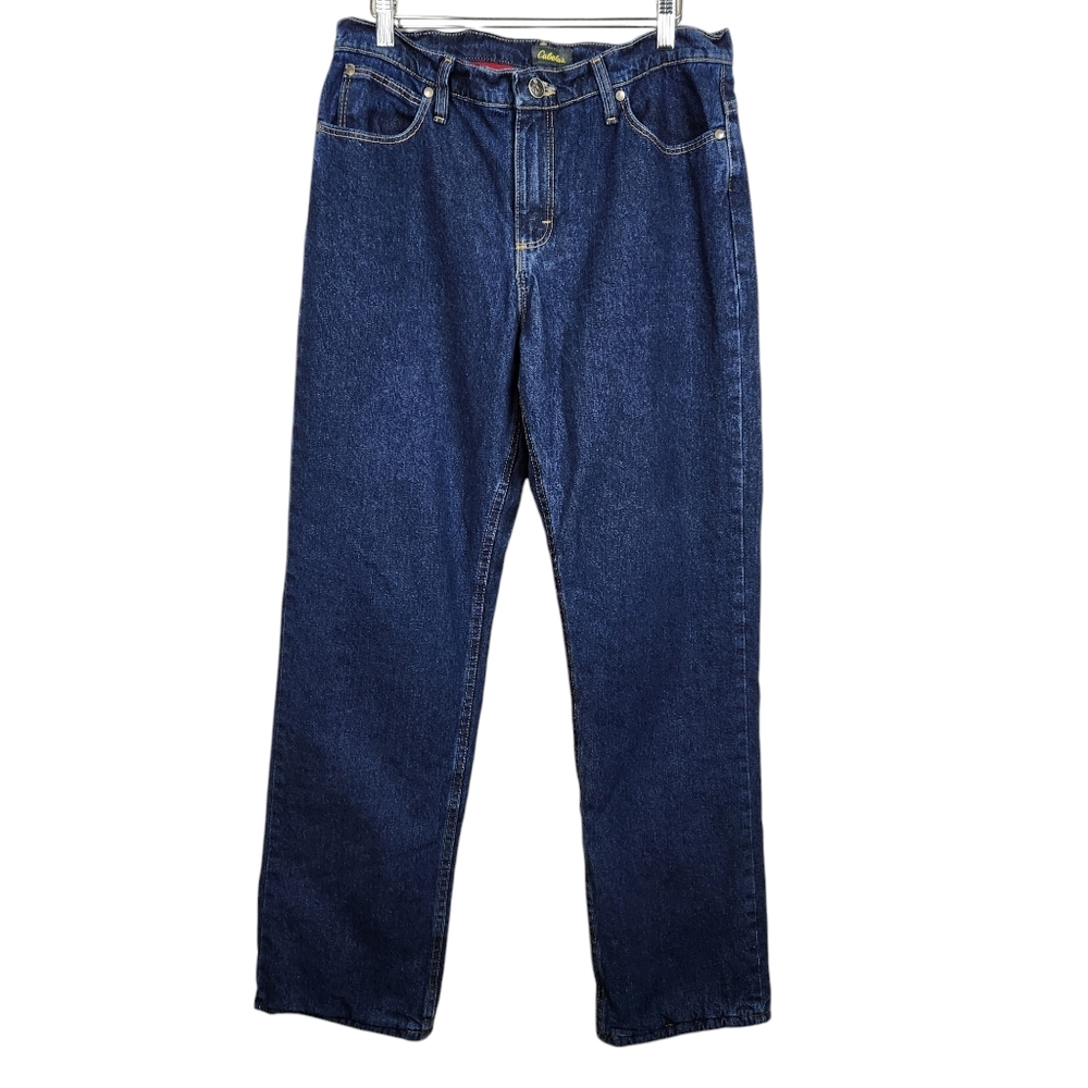 Cabela's Red Fleece Lined Denim Blue Jeans Outdoor Camping Ranch Womens Size 10